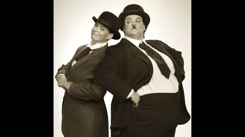 Morrow went old-school with this shot of Beard dressed as comedic duo Laurel and Hardy.