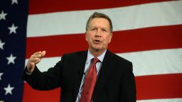 Ohio Gov. John Kasich speaks at the First in the Nation Republican Leadership Summit on April 18, 2015 in Nashua, New Hampshire. The Summit was attended by all the 2016 Republican candidates as well as those eyeing a run for the nomination.
