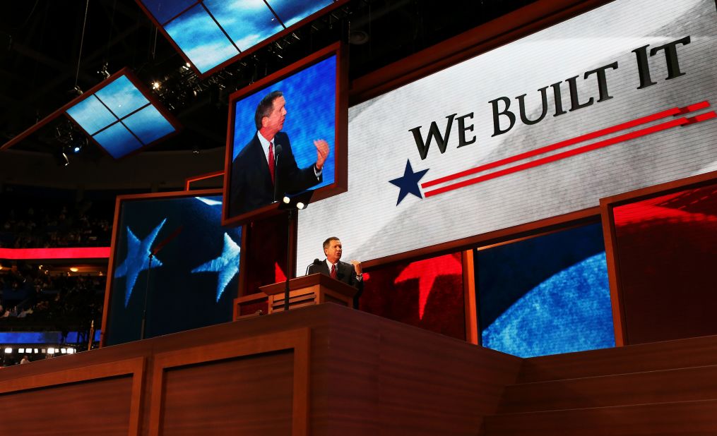Kasich speaks during the Republican National Convention at the Tampa Bay Times Forum on August 28, 2012, in Florida.