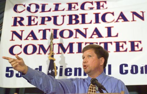 U.S. Rep. Kasich delivers a speech in the Watergate complex in Washington on July 9, 1999, during the College Republican National Committee 53rd Biennial Convention. Other speakers included Republican 2000 presidential hopefuls such as Gary Bauer and Elizabeth Dole.