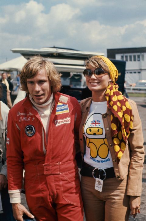 F1's 1976 world champion James Hunt and his first wife, Suzy Miller, regularly added a touch of glamor in the 1970s. The pair were media favorites.