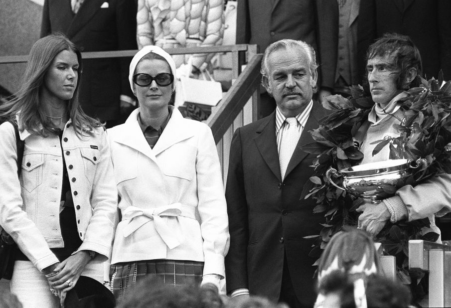 The Monaco Grand Prix is THE race for style icons. The 1973 race winner Jackie Stewart (far right) is seen here with his wife Helen (far left) but former Hollywood actor Grace Kelly and husband Prince Rainier III of Monaco are an unbeatable duo in Monte Carlo's style stakes.