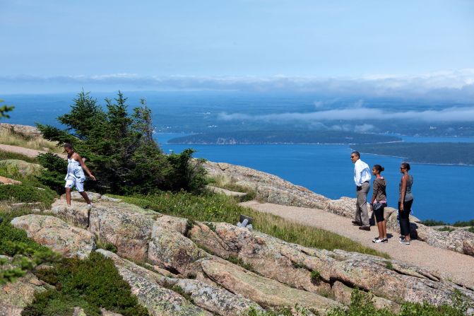 Hiking with the family on Cadillac Mountain at Acadia National Park in Maine on July 16, 2010.