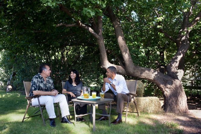 Having lemonade with Andy and Etta Cavalier at their home in Albuquerque, New Mexico, on September 28, 2010. 