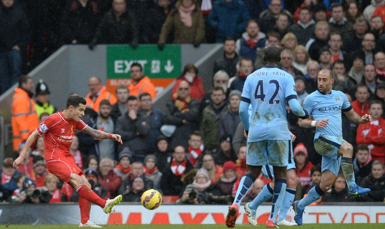 In March, he scored for the second season in a row against Man City in a 2-1 victory at Anfield. He cut inside two defenders to curl a magnificent shot past goalkeeper Joe Hart.