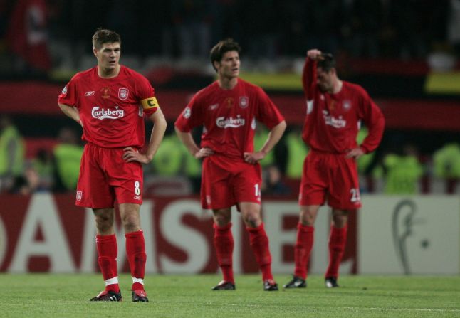 Liverpool reached the 2005 Champions League final dreaming of a fifth victory in the competition -- but by halftime the English team trailed 3-0 to Milan in Istanbul. Milan scored in the very first minute of the tie through Paolo Maldini before striker Hernan Crespo added two more before the interval. Liverpool's hopes appeared to be in ruins.