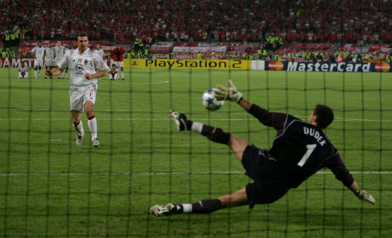 Having somehow taken the game into extra-time, Liverpool survived the extra 30 minutes thanks to goalkeeper Jerzy Dudek. With no further goals, it was left to the lottery of penalty kicks to decide the contest. Milan striker Andrei Shevchenko needed to score to stave off one of the most famous defeats in European football -- but when his penalty was saved those in red danced their way through the night in utter disbelief.