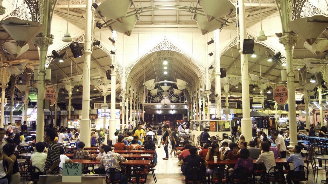 The recently renovated Lau Pa Sat hawker center is one of the city's most historic food markets  -- where colonial architecture meets a vast variety of delicious food.