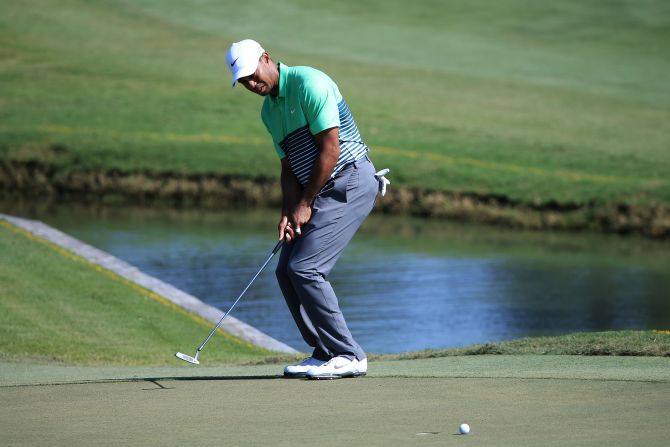 Woods also had a seven at the ninth hole, making it the first time he has twice double-bogeyed par-five holes in the same round. 