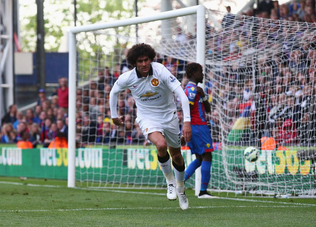 Manchester United is on the verge of returning to Europe's top competition after Marouane Fellaini scored a second-half decider in Saturday's 2-1 win at Crystal Palace.