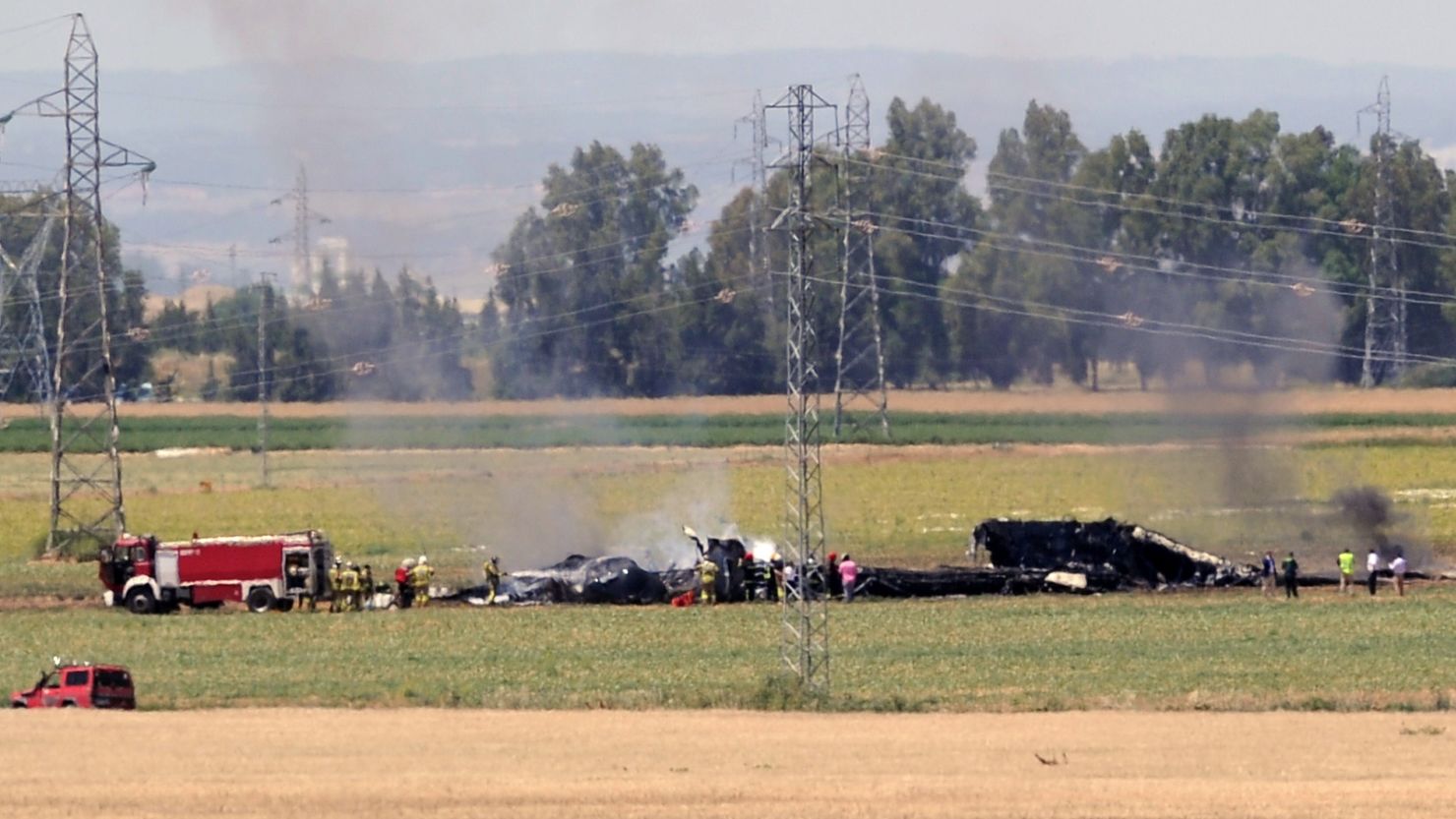 The wreckage of an Airbus A400M military transport plane after it crashed near Seville on May 9, 2015.
