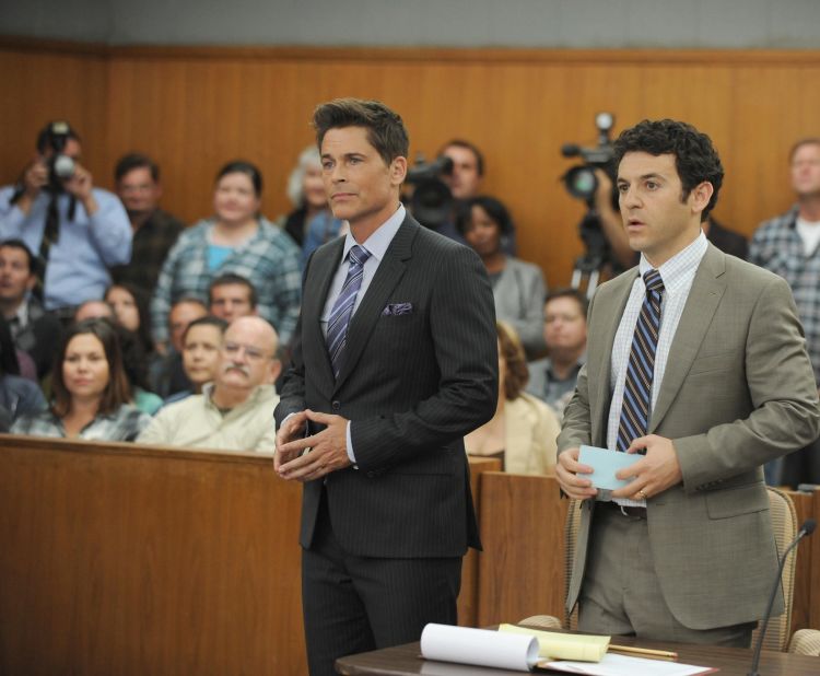 Rob Lowe, center, stars in two new comedies this fall. In Fox's "The Grinder," he plays a TV lawyer who tries doing the real thing, opposite his brother, the real attorney, played by Fred Savage. It will air Tuesdays at 8:30 p.m. on Fox.