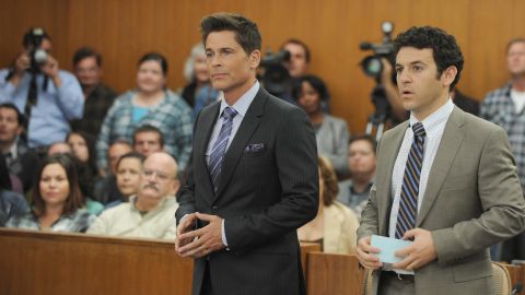 Rob Lowe, center, stars in two new comedies this fall. In Fox's "The Grinder," he plays a TV lawyer who tries doing the real thing, opposite his brother, the real attorney, played by Fred Savage. It will air Tuesdays at 8:30 p.m. on Fox.