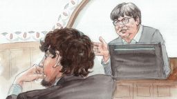 Tsarnaev trial sketch - Sister Prejean with Tsarnaev