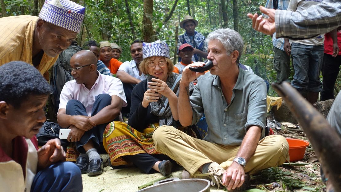 Patricia C. Wright with Anthony Bourdain