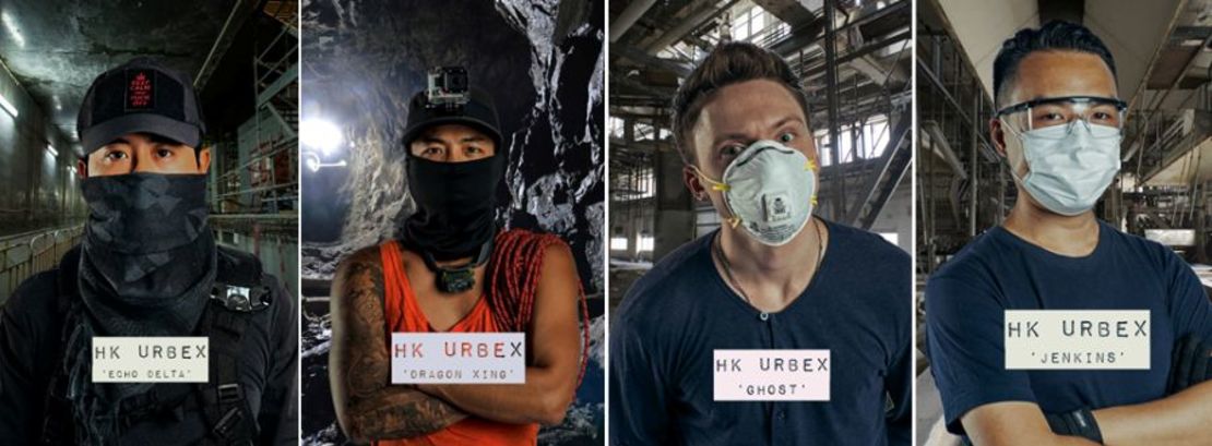 The members of the secretive group HK Urbex, who venture into abandoned buildings in Hong Kong. 