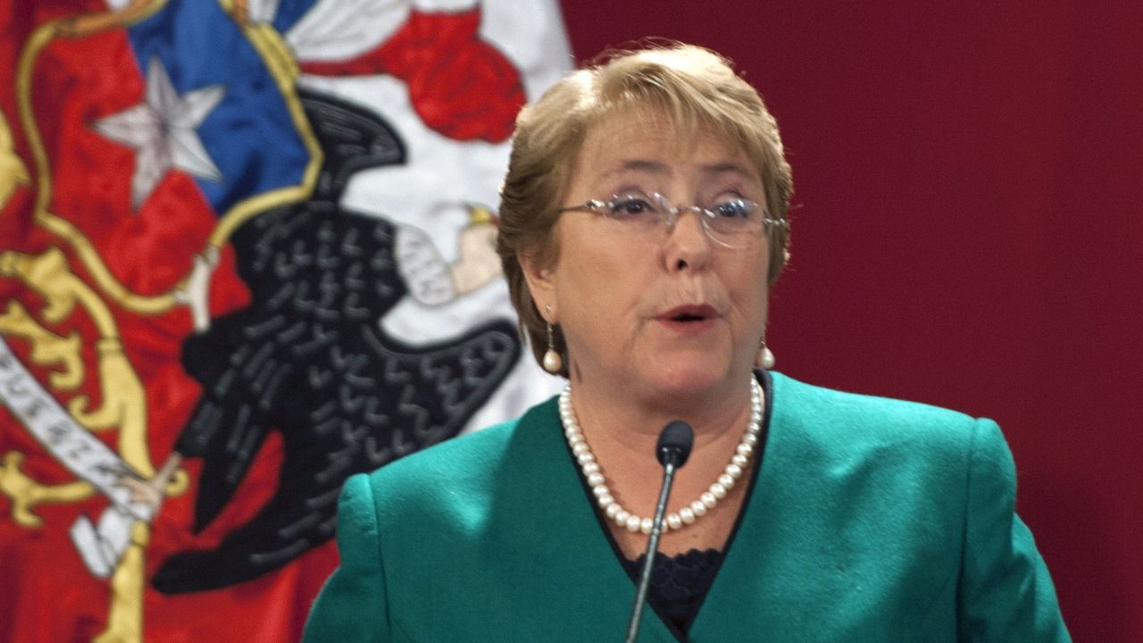 Chilean President Michelle Bachelet speaks during the presentation of the new Cabinet at La Moneda presidential palace in Santiago on May 11, 2015. AFP PHOTO/VLADIMIR RODASVLADIMIR RODAS/AFP/Getty Images