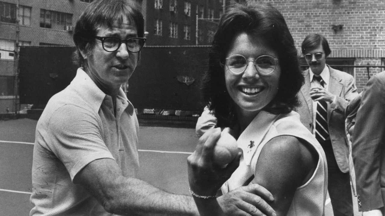 In a nationally televised tennis match on September 20, 1973, Bobby Riggs, a former No. 1 tennis player, took on Billie Jean King, one of the top female tennis players at the time. Earlier in the year, Riggs put out a challenge to all female tennis players, saying no woman could beat him. King beat Riggs 6-4, 6-3, 6-3 and claimed a $100,000 prize.