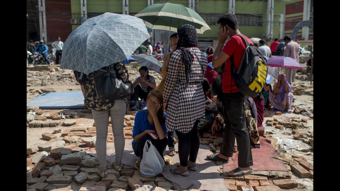 People gather in an open space in Kathmandu on May 12.