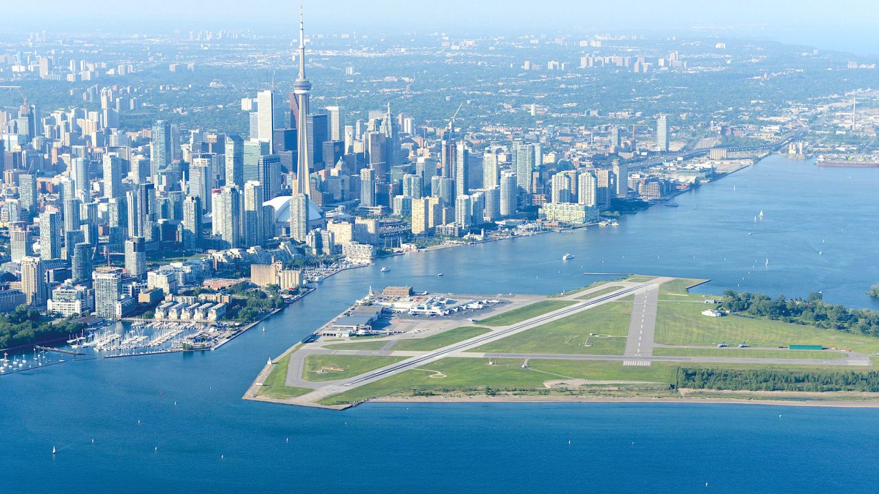 Billy Bishop Toronto City Airport is a small facility located on an island in Lake Ontario in Canada's largest city. 