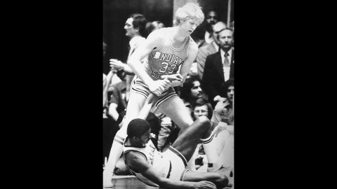 The 1979 national championship game between Michigan State and Indiana State still ranks as the most-watched college basketball game of all time, thanks to two up-and-coming superstars: Michigan State's Earvin "Magic" Johnson, bottom, and Indiana State's Larry Bird. Johnson's Spartans won the NCAA title, but the two players' rivalry was only just beginning. During their pro careers in the NBA, Bird's Boston Celtics and Johnson's Los Angeles Lakers would meet in the NBA Finals three times in the '80s.