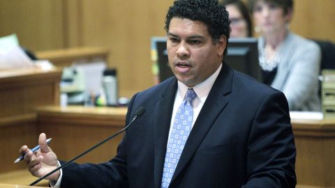 District Attorney Ismael Ozanne of Dane County, Wisconsin, speaks in a Madison courtroom.