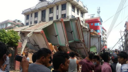 After a major earthquake hit Nepal on May 12, three houses collapsed near Kathmandu's New Bus Park. Army and police began rescue operations.