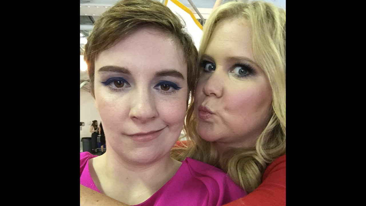 Actress Lena Dunham, left, <a href="https://instagram.com/p/2hIESyC1NQ/" target="_blank" target="_blank">takes a selfie</a> with comedian Amy Schumer on Sunday, May 10.