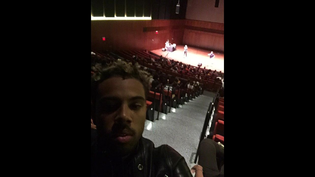 Hip-hop artist Vic Mensa <a href="https://twitter.com/VicMensa/status/597900759150170112" target="_blank" target="_blank">tweeted this selfie</a> from Chance the Rapper's Open Mike Night on Chicago's South Side on Monday, May 11. Mensa and Kanye West <a href="http://www.chicagotribune.com/entertainment/music/ct-kanye-west-performs-at-chance-the-rappers-open-mike-event-20150512-story.html" target="_blank" target="_blank">were surprise performers</a> for the high school students in attendance. 