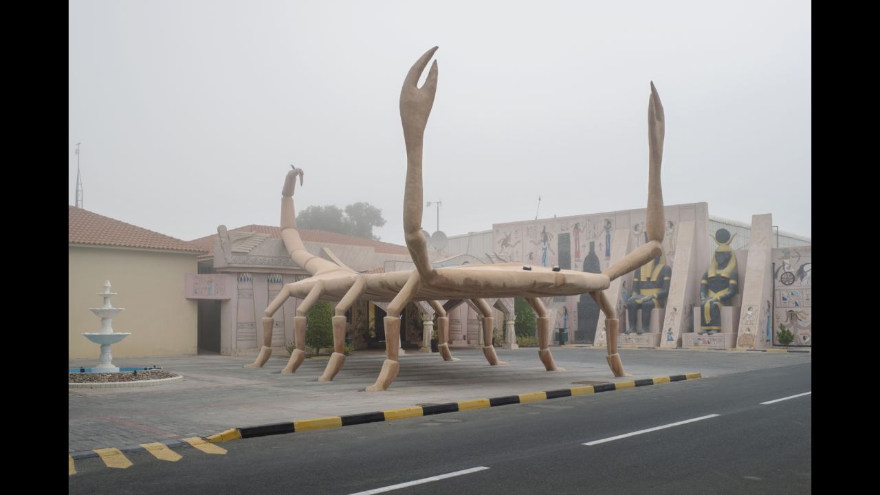 This covered parking lot in Umm al-Quwain resembles a scorpion.