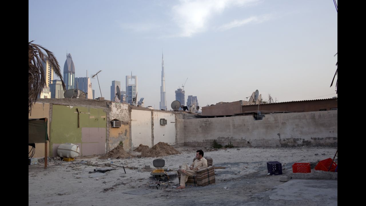 A laborer relaxes in Dubai.