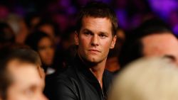 NFL quarterback Tom Brady attends the welterweight unification championship bout on May 2, 2015 at MGM Grand Garden Arena in Las Vegas, Nevada.