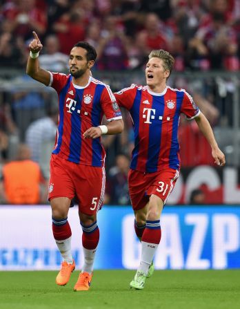 Medhi Benatia (left) gave Bayern Munich hope with a seventh-minute header in the second leg of the Champions League semifinal.