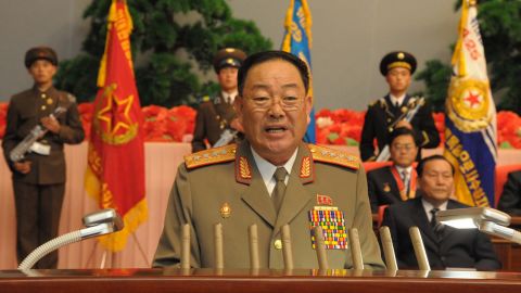 A file photo shows Hyon Yong Chol giving a speech at a national meeting in Pyongyang on December 29, 2012.