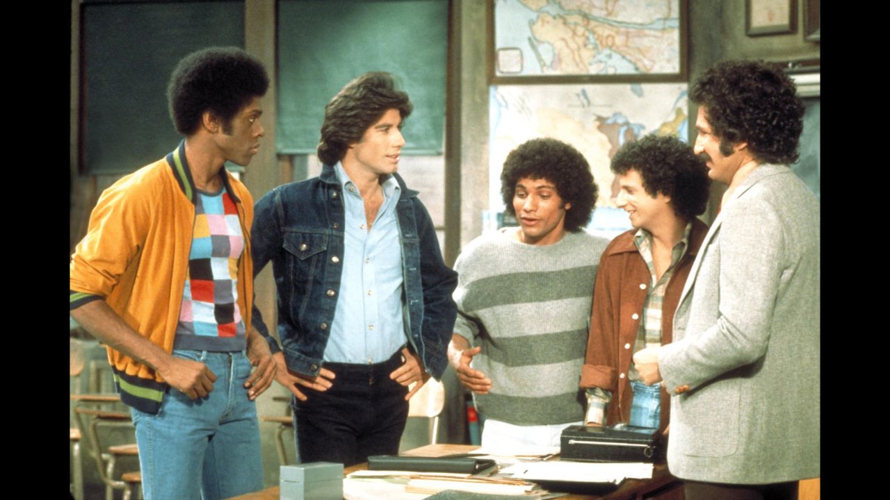 "Welcome Back, Kotter" premiered on September 9, 1975, unleashing a charismatic young actor named John Travolta on the world. Travolta, second from left, played Vinnie Barbarino, one of the "Sweathogs," a group of underachieving high school students under the tutelage of former Sweathog-turned-wisecracking teacher, Mr. Kotter. The show's theme song, John Sebastian's "Welcome Back," reached No. 1 on the Billboard Hot 100 on May 8, 1976.
