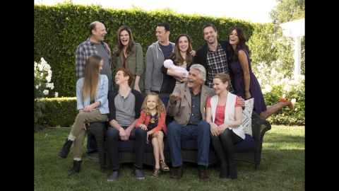 Colin Hanks, back row center, leads an ensemble cast in CBS' comedy "Life in Pieces," which will initally follow "Big Bang Theory" on Mondays before the shows move to Thursdays in November.