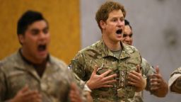 PALMERSTON NORTH, NEW ZEALAND - MAY 13: Prince Harry takes part in 'Haka' at Lintern Military Base during a visit on May 13, 2015 in Palmerston North New Zealand. Prince Harry is in New Zealand from May 9 through to May 16 attending events in Wellington, Invercargill, Stewart Island, Christchurch, Linton, Whanganui and Auckland. (Photo by Chris Jackson/Getty Images)