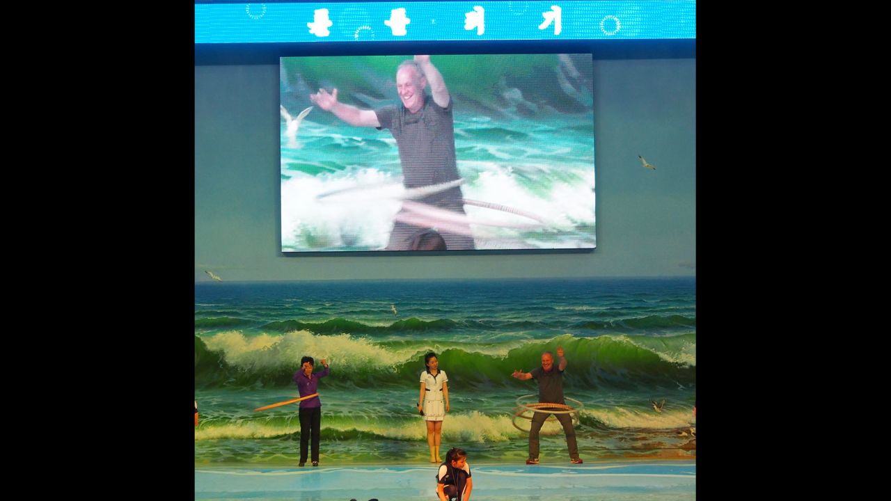 Hula hoop diplomacy at a North Korean dolphinarium<a href="http://www.cnn.com/2015/05/26/asia/north-korea-hula-hooping/">. CNN video journalist Brad Olson</a> was called on stage to show how it's done."I managed to get three going, much to the delight of the crowd," he said.