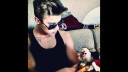 Justin Bieber and his Capuchin monkey pet Mally
