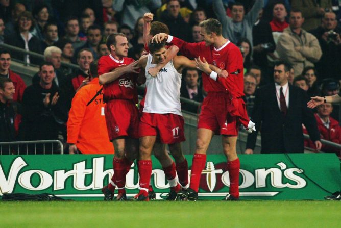 Another cup final goal helped Liverpool win the 2003 League Cup over a Manchester United side that would go on to lift the Premier League trophy.