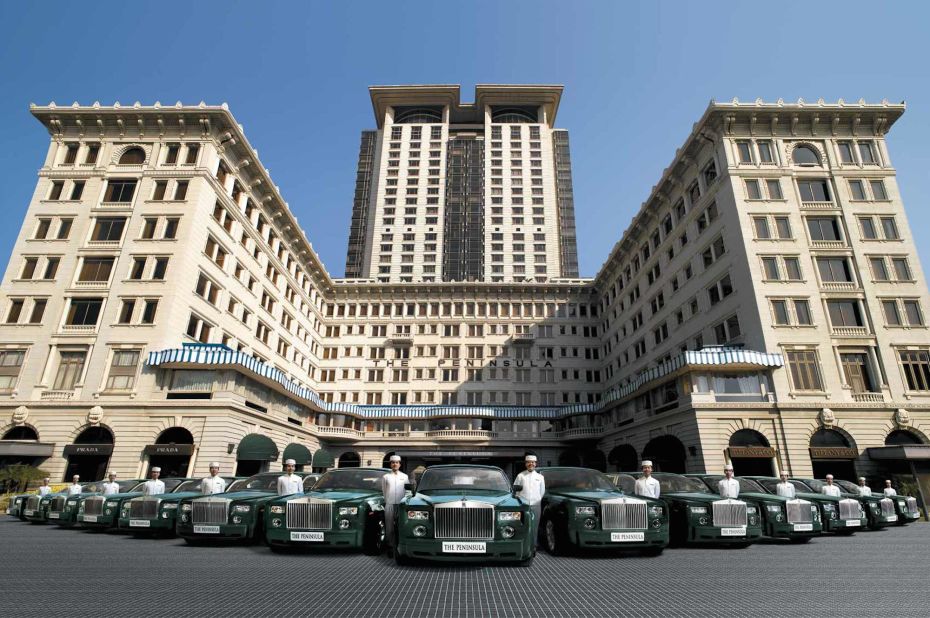 <strong>The Peninsula, Hong Kong</strong>: If the fleet of custom "Peninsula Green" Rolls-Royces in the driveway and white-capped pageboys standing guard by the door are any indication, The Peninsula has long been a top meeting place for Hong Kong's upper crust.