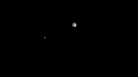 New Horizons took a series of 13 images of Charon circling Pluto over the span of 6½ days in April. As the images were being taken, the spacecraft moved from about 69 million miles from Pluto to 64 million miles.