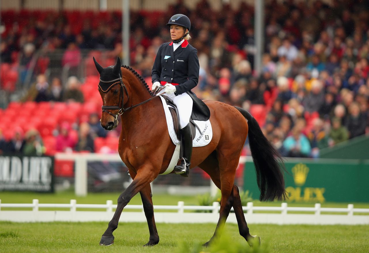 Two-time Olympic team eventing champion Ingrid Klimke was runner-up on Horseware Hale Bob. They were fourth after the opening dressage (pictured) but -- like Fox-Pitt -- went clear in the cross-country and showjumping.  