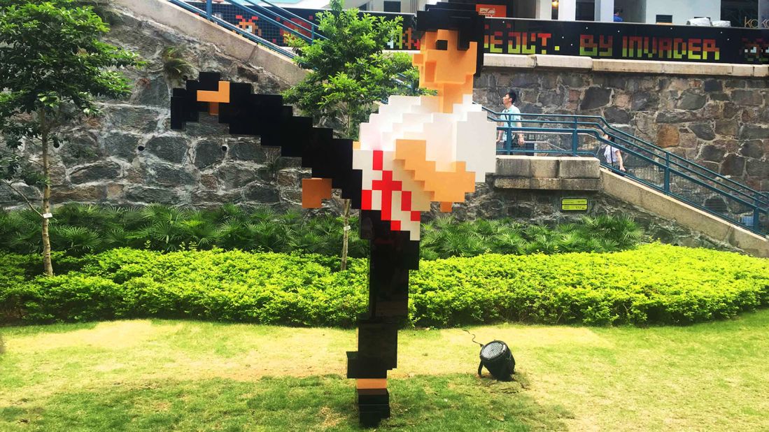 Invader says each piece that is created is unique, and is drawn from inspiration from the surrounding city. Bruce Lee is one of the themes he uses in Hong Kong.