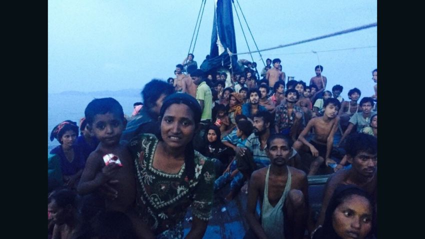 Hundreds of desperate Rohingya migrants are packed on a wooden boat that was spotted off Thailand's coast Thursday, May 14, 2015. The Rohingya, a persecuted Muslim minority from majority-Buddhist Myanmar, have been seeking asylum in other southeast Asian countries.