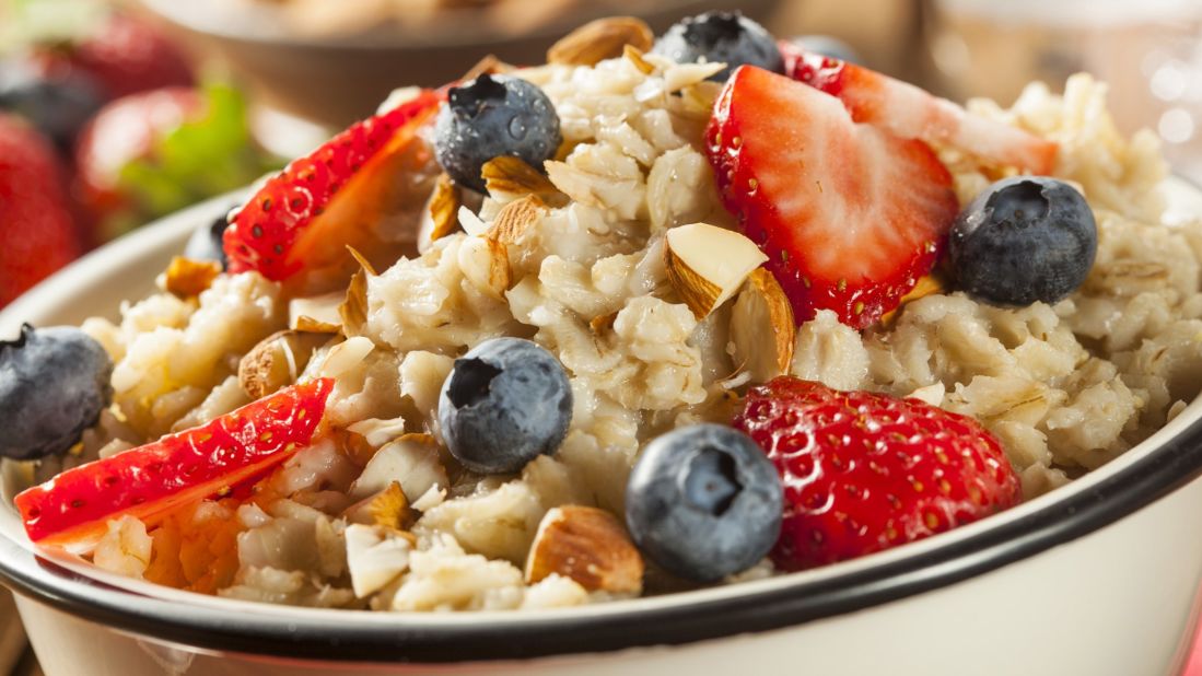 Whole-grain cereal is an easy way to jump-start your daily intake of fiber. A cup of cooked oatmeal has 5 grams, and you can easily add another 3 or 4 with fruit and nuts. Other good choices are whole-bran cereals; if they are too wholesome for your taste, try adding a half-cup to your favorite brand to adjust.