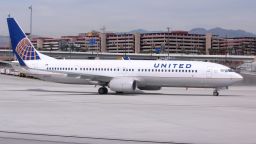 LAS VEGAS, USA - APRIL 15, 2014: Boeing 737-900 of United Airlines at Las Vegas McCarran International Airport. United carried 139 million passengers in 2013.