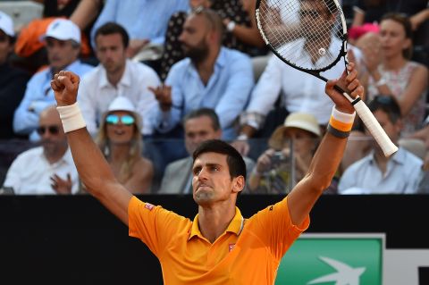 Djokovic held on without letting his opponent back into the match to claim the match 6-4 6-3 and the fourth Rome title of his career.