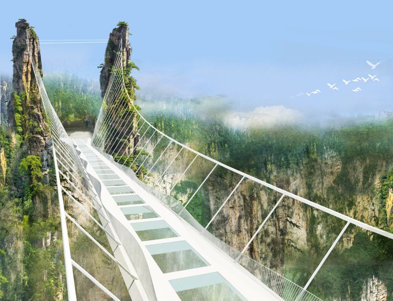 World s longest and highest glass bottom bridge to open in China CNN