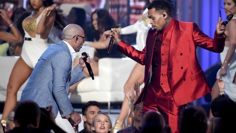 Pitbull, left, and Chris Brown